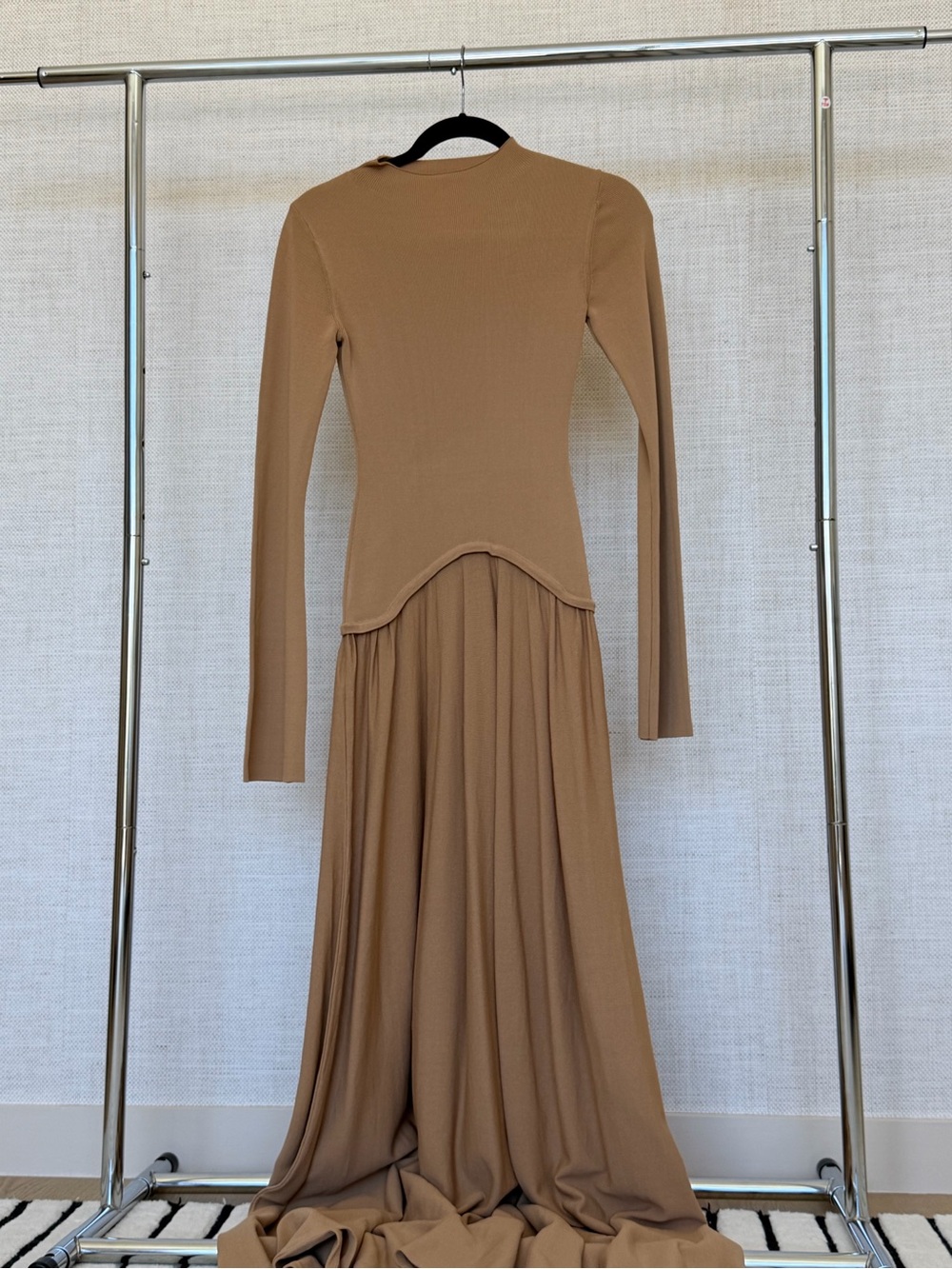SOLID & STRIPED Camel Long-Sleeve Maxi Dress